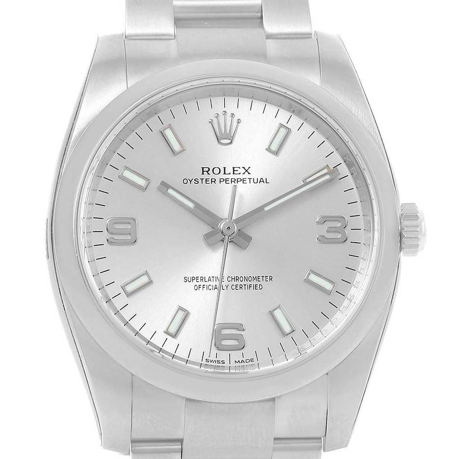 Rolex Oyster Perpetual 34 Silver Dial Steel Mens Watch 114200 Unworn SwissWatchExpo