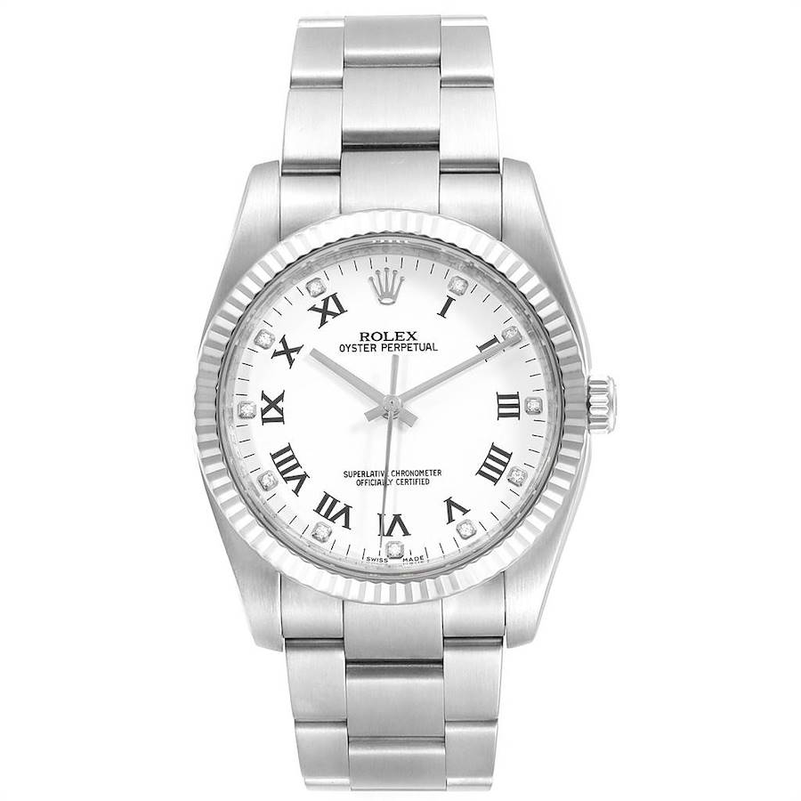 Rolex Oyster Perpetual 36 Steel White Gold Diamond Watch 116034 SwissWatchExpo