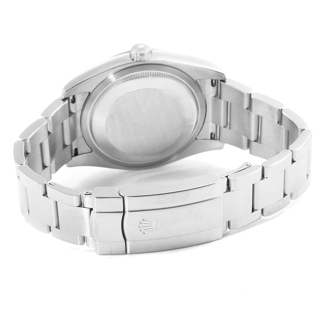 This image shows the back view of the Rolex Oyster Perpetual 116034 Men's Stainless Steel White Dial 116034 Men's Stainless Steel White Dial watch, focusing on the case back and bracelet.