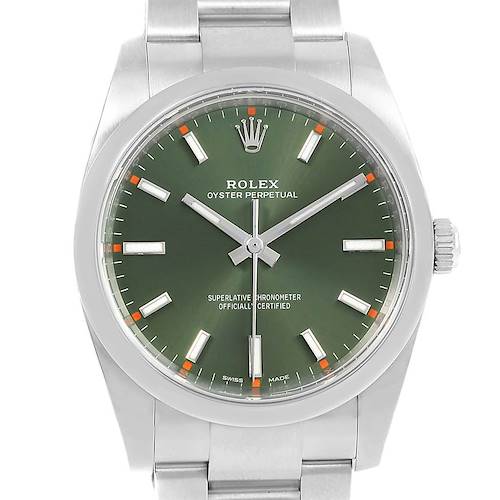 Photo of Rolex Oyster Perpetual 34 Olive Green Steel Unisex Watch 114200