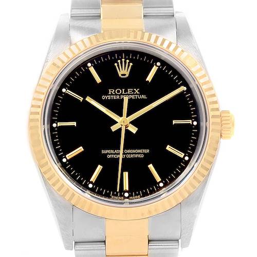 Photo of Rolex Oyster Perpetual Steel Yellow Gold Mens Watch 14233 Box Papers