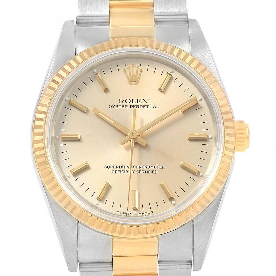 Rolex Oyster Perpetual NonDate Steel 18k Yellow Gold Mens Watch 14233 SwissWatchExpo