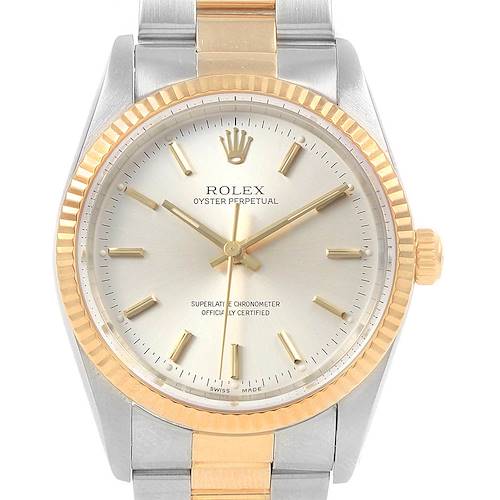 Photo of Rolex Oyster Perpetual Steel Yellow Gold Mens Watch 14233 Box Papers