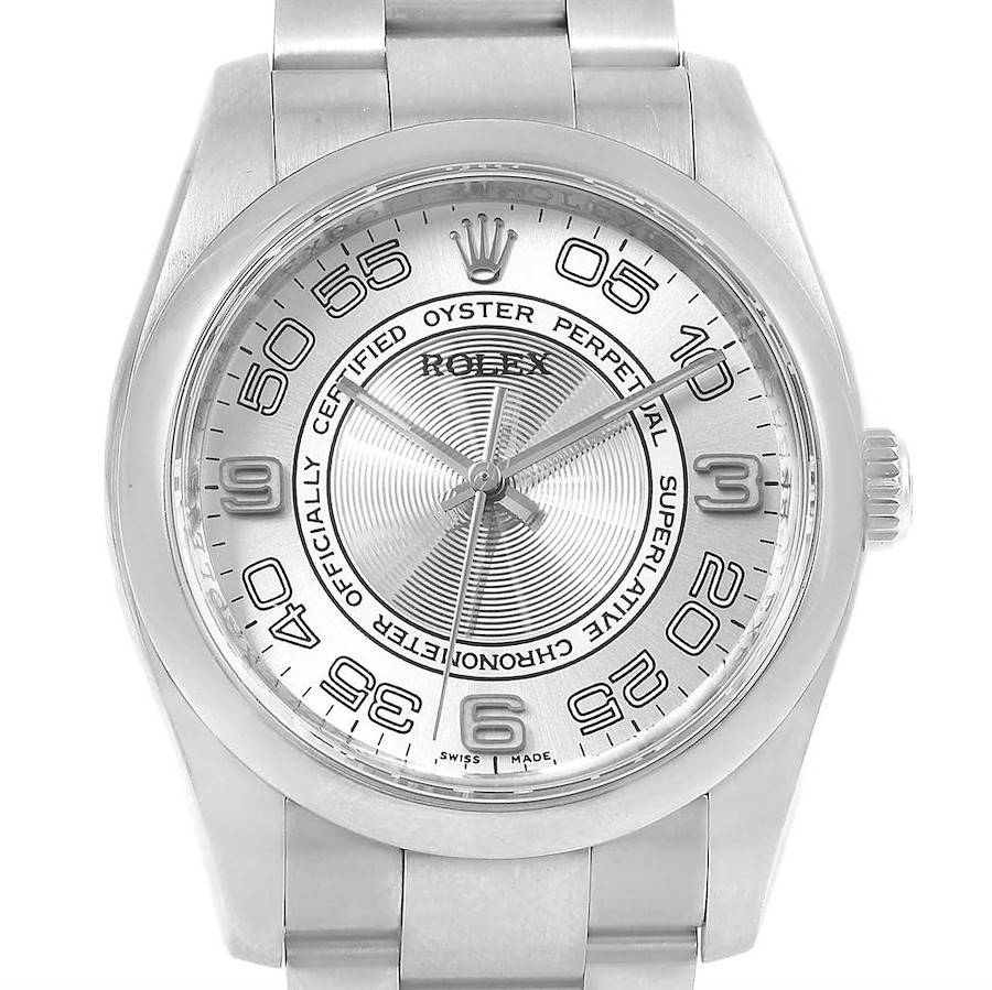 Rolex Oyster Perpetual Silver Concentric Mens Watch 116000 Box Card SwissWatchExpo