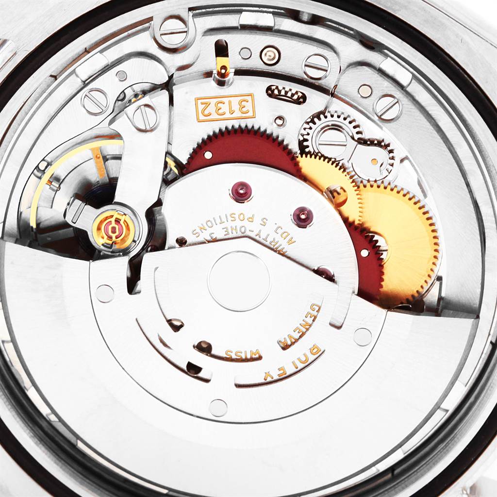 This image shows the internal mechanical movement of the Rolex Oyster Perpetual 114300 Men's Stainless Steel Burgundy Dial 114300 Men's Stainless Steel Burgundy Dial watch viewed from the back.