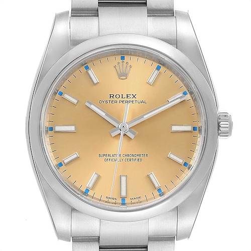 Photo of Rolex Oyster Perpetual 34mm White Grape Dial Steel Watch 114200 Unworn