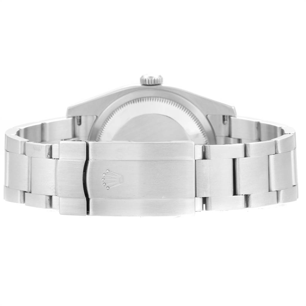 The image shows the back view and bracelet of the Rolex Oyster Perpetual 116000 Men's Stainless Steel Black Dial 116000 Men's Stainless Steel Black Dial watch.