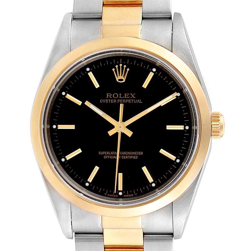 Rolex Oyster Perpetual Steel Yellow Gold Mens Watch 14203 Box Papers ...