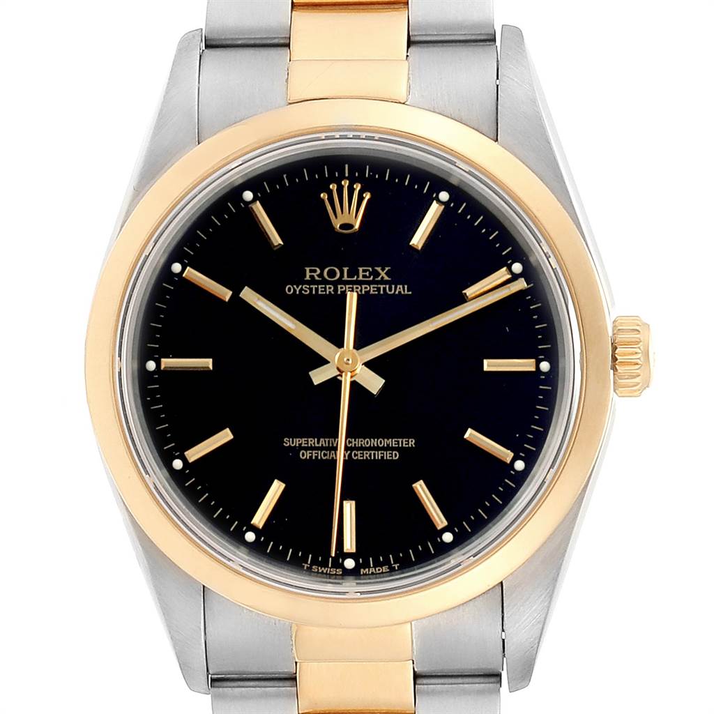 Rolex Oyster Perpetual Nondate Steel Yellow Gold Mens Watch 14203 ...