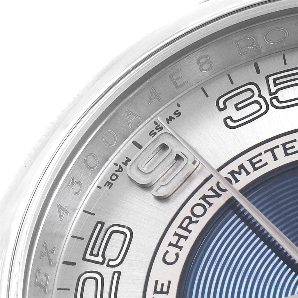 This close-up image of a Rolex Oyster Perpetual 116000 Men's Stainless Steel Silver Dial 116000 Men's Stainless Steel Silver Dial watch shows part of the dial, focusing on the "9" and "35" markers.