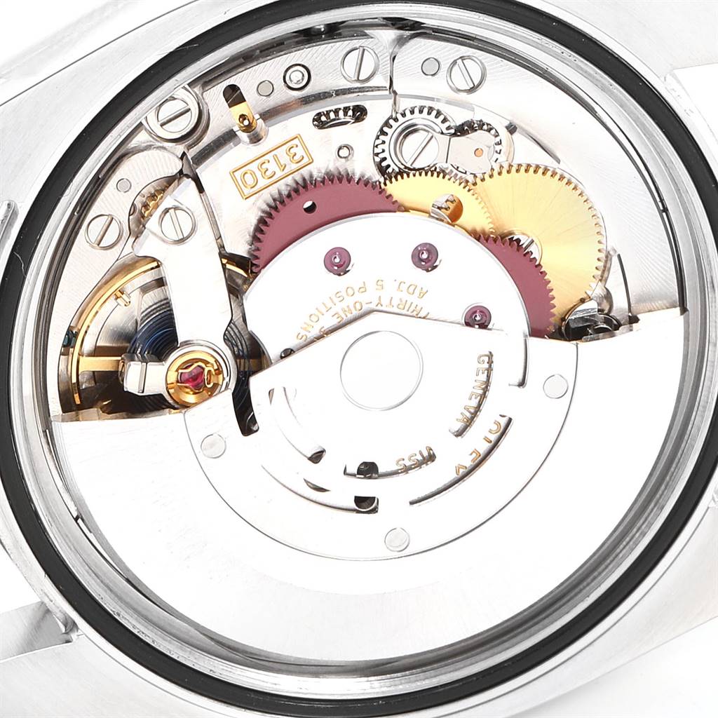 This image shows the inner mechanical movement of the Rolex Oyster Perpetual 116000 Men's Stainless Steel Silver Dial 116000 Men's Stainless Steel Silver Dial watch.
