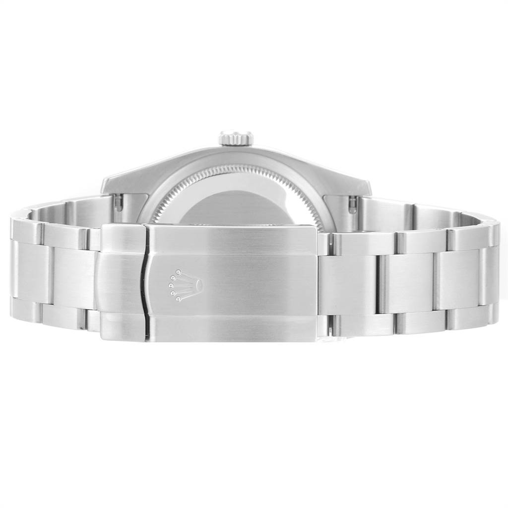 The image shows the rear and clasp of a Rolex Oyster Perpetual 116000 Men's Stainless Steel Silver Dial 116000 Men's Stainless Steel Silver Dial watch, highlighting the bracelet and case back.