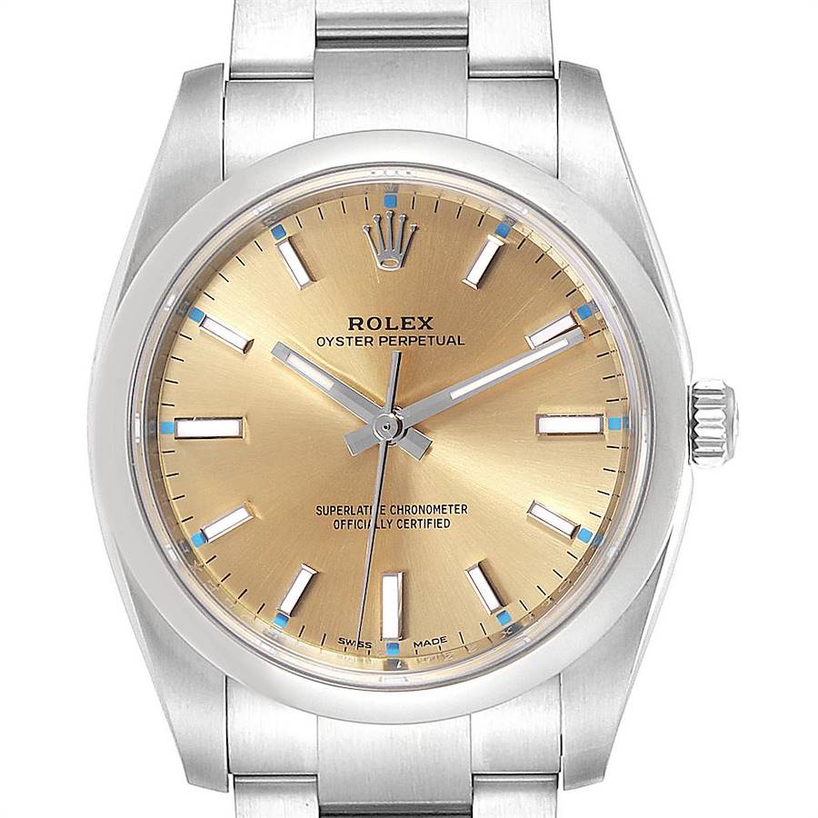 Rolex Oyster Perpetual 34 White Grape Dial Steel Mens Watch 114200 SwissWatchExpo
