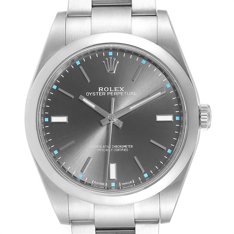 Rolex Oyster Perpetual 39 Slate Dial Steel Mens Watch 114300 Box Card SwissWatchExpo