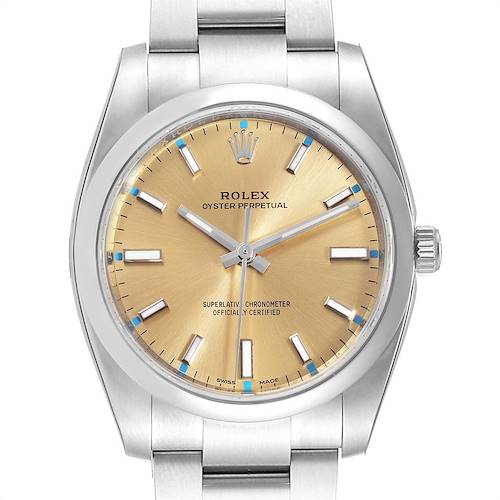 Photo of Rolex Oyster Perpetual 34mm White Grape Dial Steel Watch 114200 Unworn