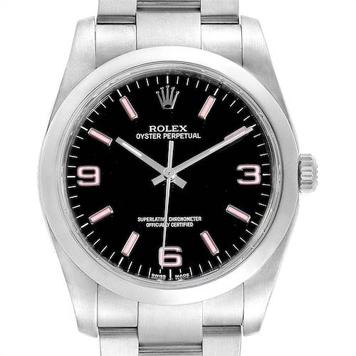 Photo of Rolex Oyster Perpetual 36 Pink Baton Black Dial Steel Unisex Watch 116000