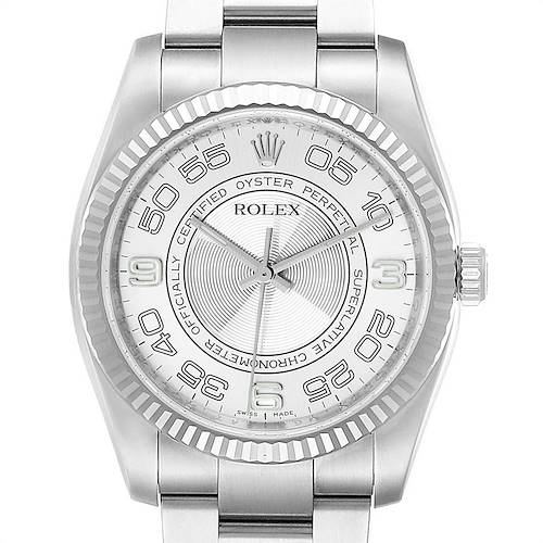 Photo of Rolex Oyster Perpetual Steel White Gold Silver Dial Mens Watch 116034