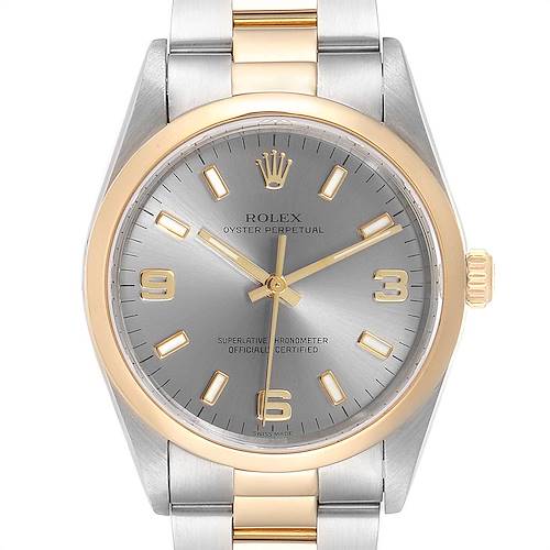 Photo of Rolex Oyster Perpetual Slate Dial Steel Yellow Gold Mens Watch 14203