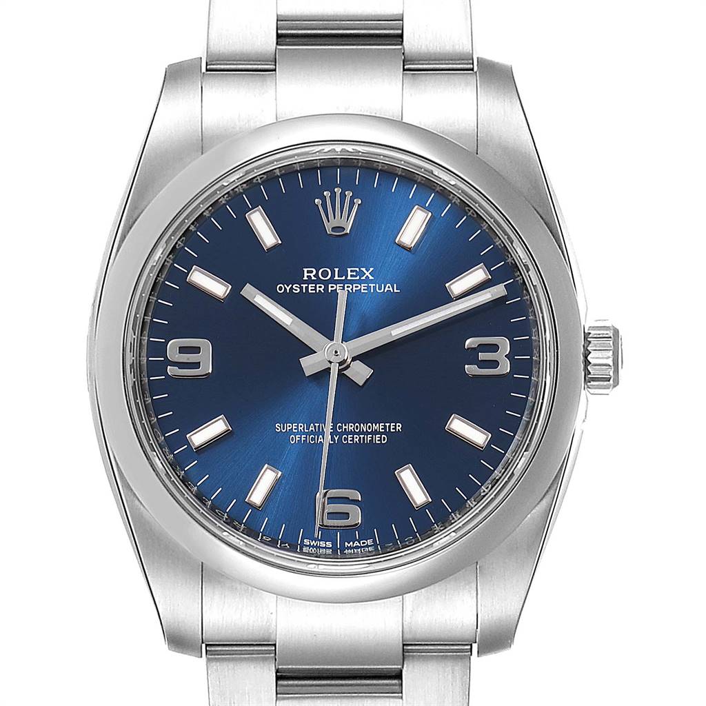 Rolex Oyster Perpetual Blue Dial Steel Mens Watch 114200 Unworn ...