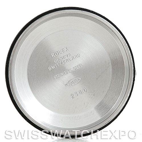 This image shows the inside case back of a Rolex Oyster Perpetual 14203 Men's Steel and Gold (two tone) Blue Dial 14203 Men's Steel and Gold (two tone) Blue Dial watch, highlighting the brand and model markings.