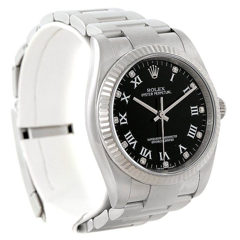 Rolex Non Date Mens Steel 18K White Gold Diamond Watch 116034 SwissWatchExpo