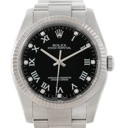 Photo of Rolex Non Date Mens Steel 18K White Gold Diamond Watch 116034