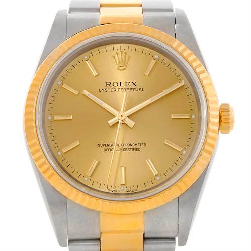 Photo of Rolex NonDate Mens Steel 18k Yellow Gold Watch 14233