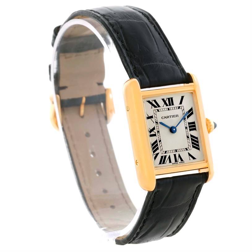 Cartier Tank Louis 18k Yellow Gold Black Strap Ladies Watch W1529856 SwissWatchExpo