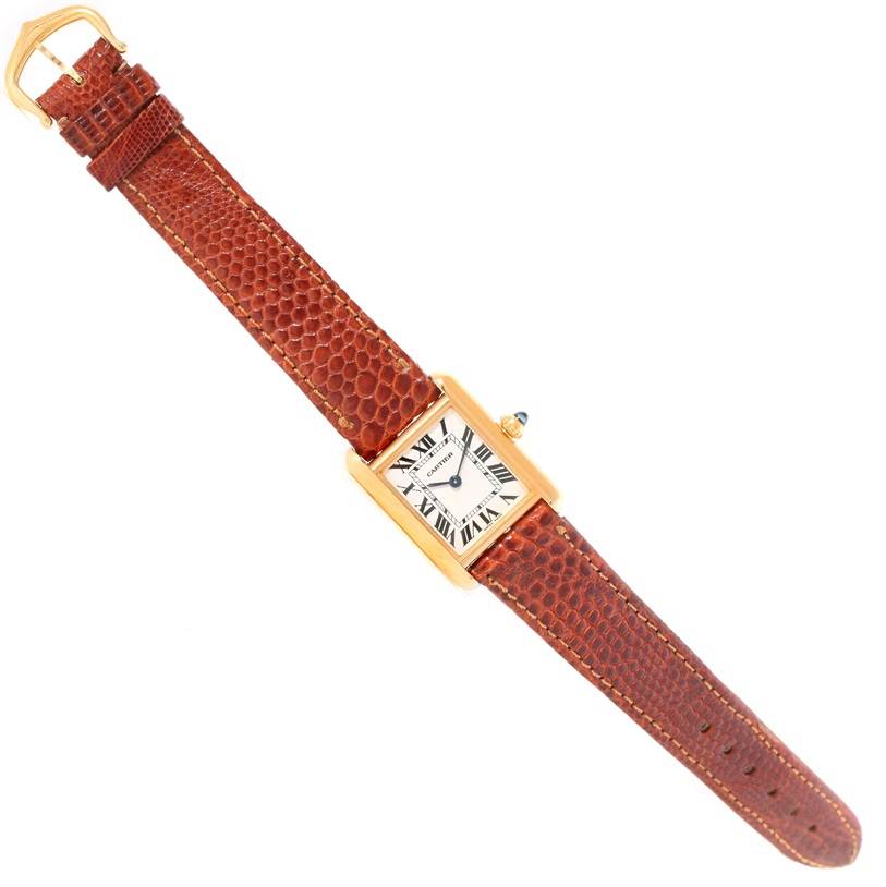 Cartier Tank Louis 18k Yellow Gold Brown Strap Small Watch W1529856 ...