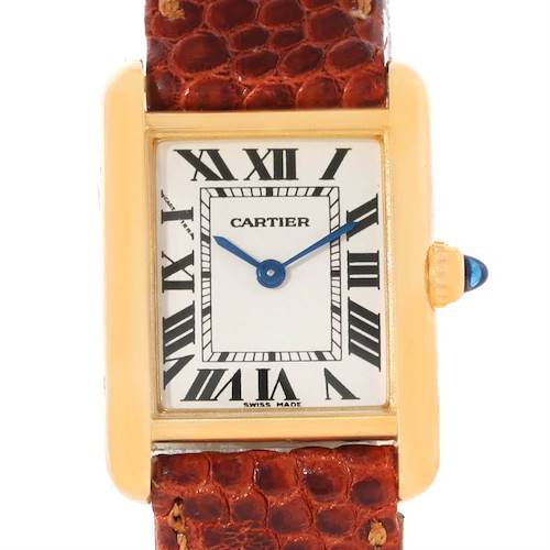 Photo of Cartier Tank Louis 18k Yellow Gold Brown Strap Small Watch W1529856