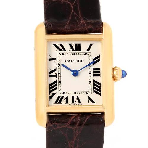Photo of Cartier Tank Louis 18k Yellow Gold Brown Strap Small Watch W1529856