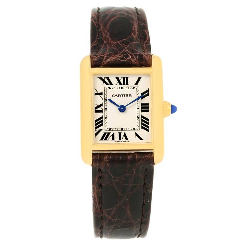 Cartier Tank Louis 18k White Gold Brown Strap Ladies Watch W1541056