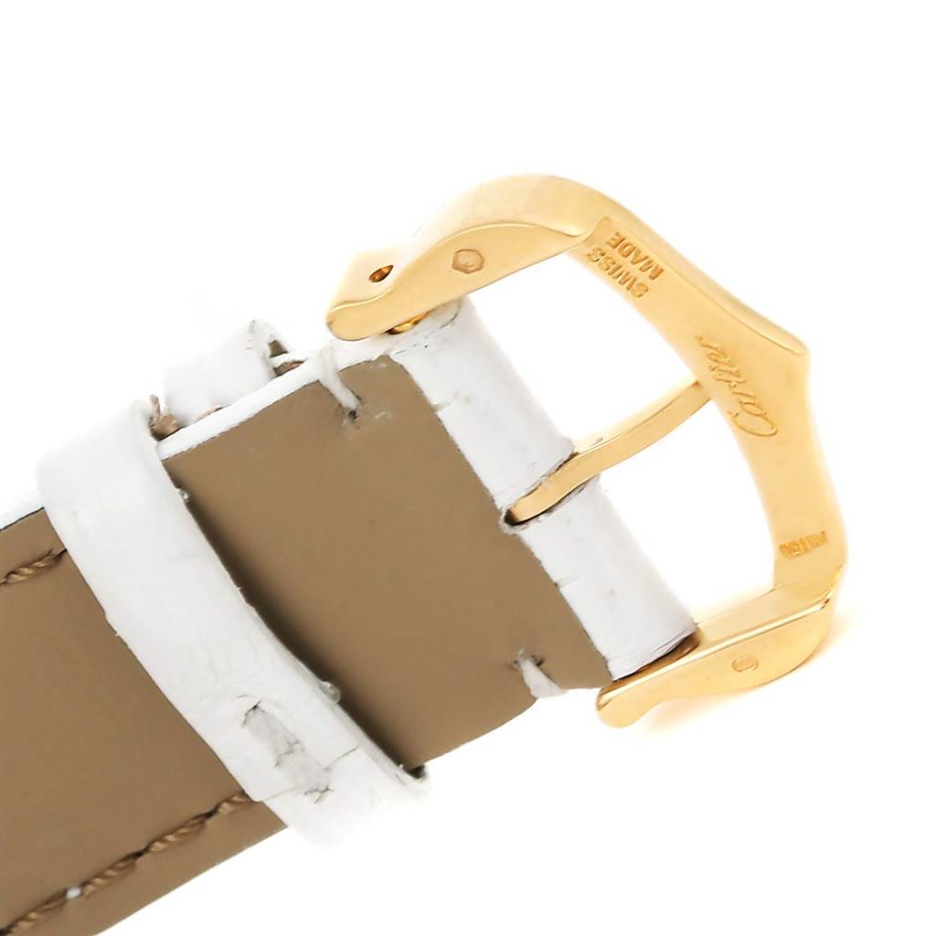 This image shows the clasp and strap of a Tank Louis model by Cartier from a side angle.