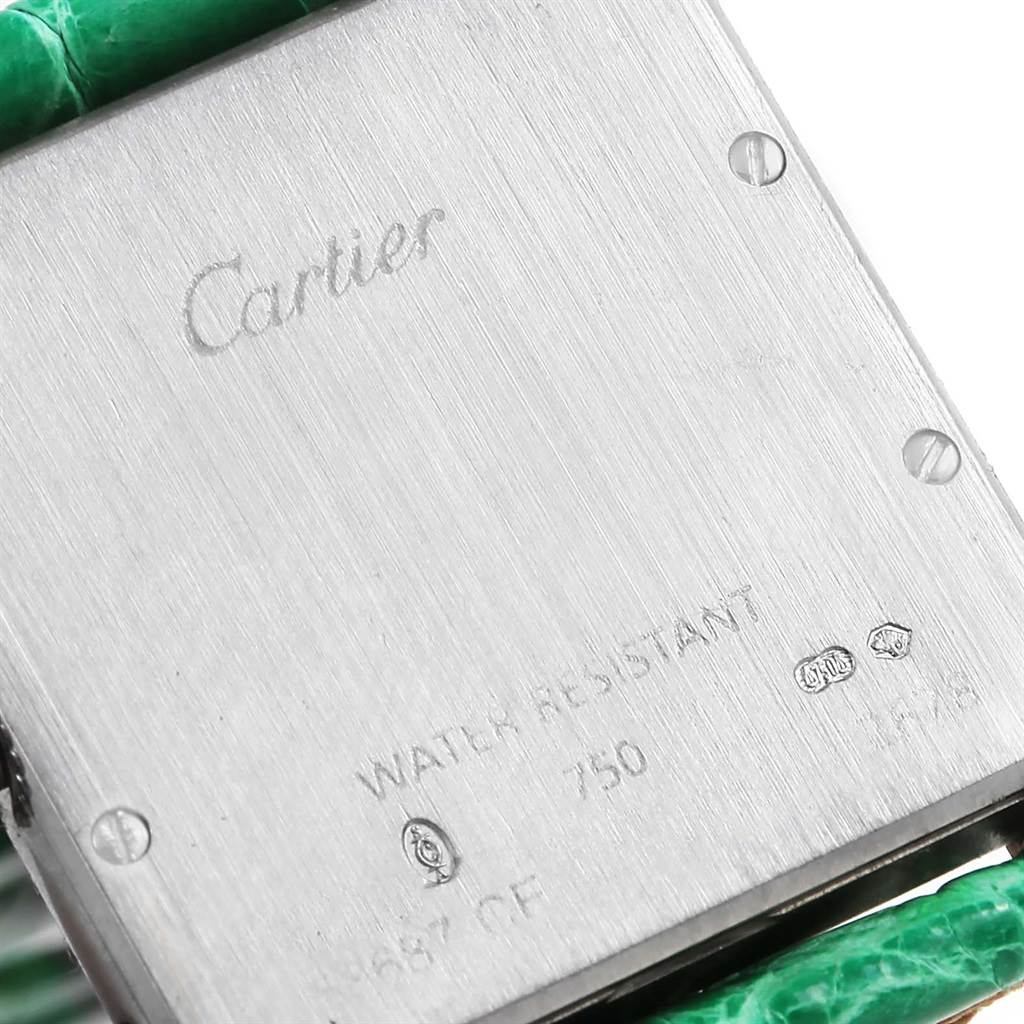 This image shows the case back of a Cartier Tank Louis W1540956 White Gold Silver Dial W1540956 White Gold Silver Dial watch.