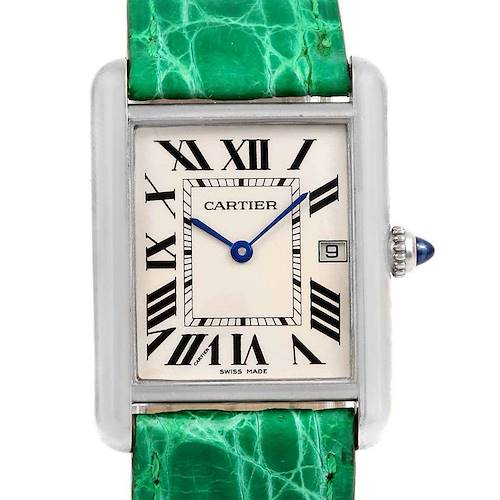 Photo of Cartier Tank Louis Large White Gold Green Strap Unisex Watch W1540956
