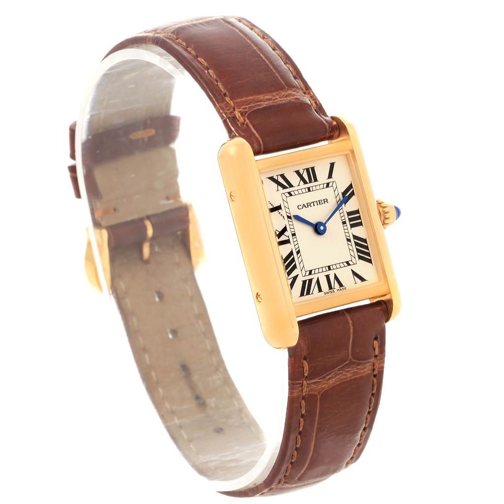 Cartier Tank Louis 18k Yellow Gold Brown Strap Ladies Watch W1529856 ...