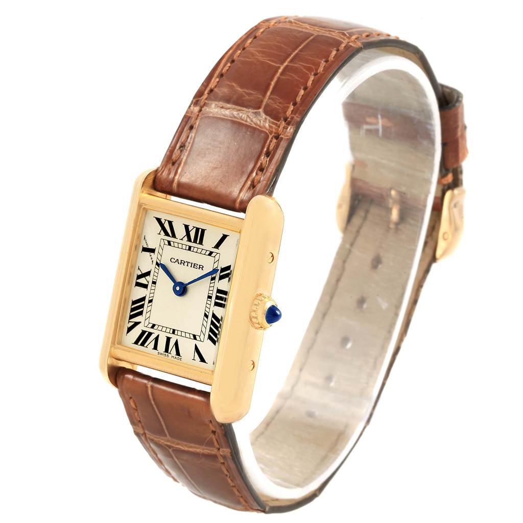 Cartier Tank Louis 18k Yellow Gold Brown Strap Ladies Watch W1529856 ...