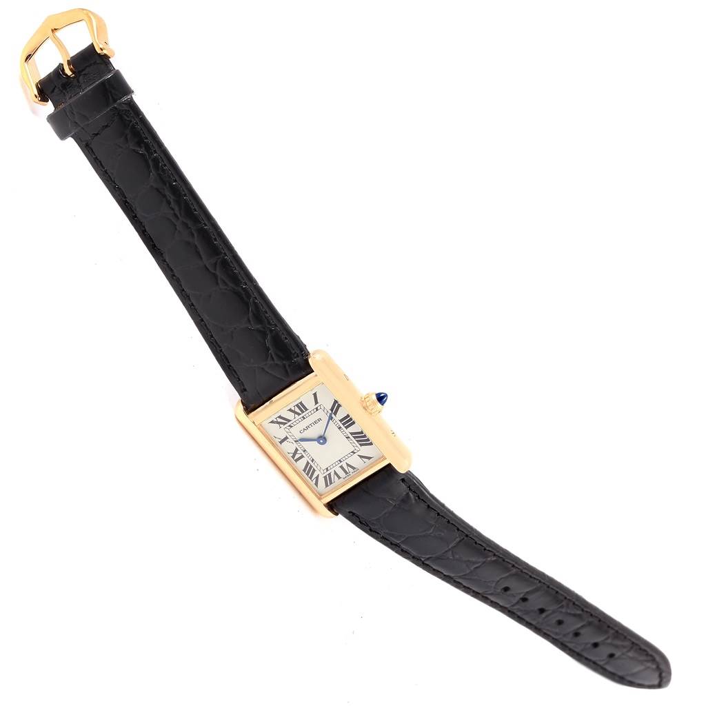 Cartier Tank Louis 18k Yellow Gold Black Strap Ladies Watch W1529856 ...