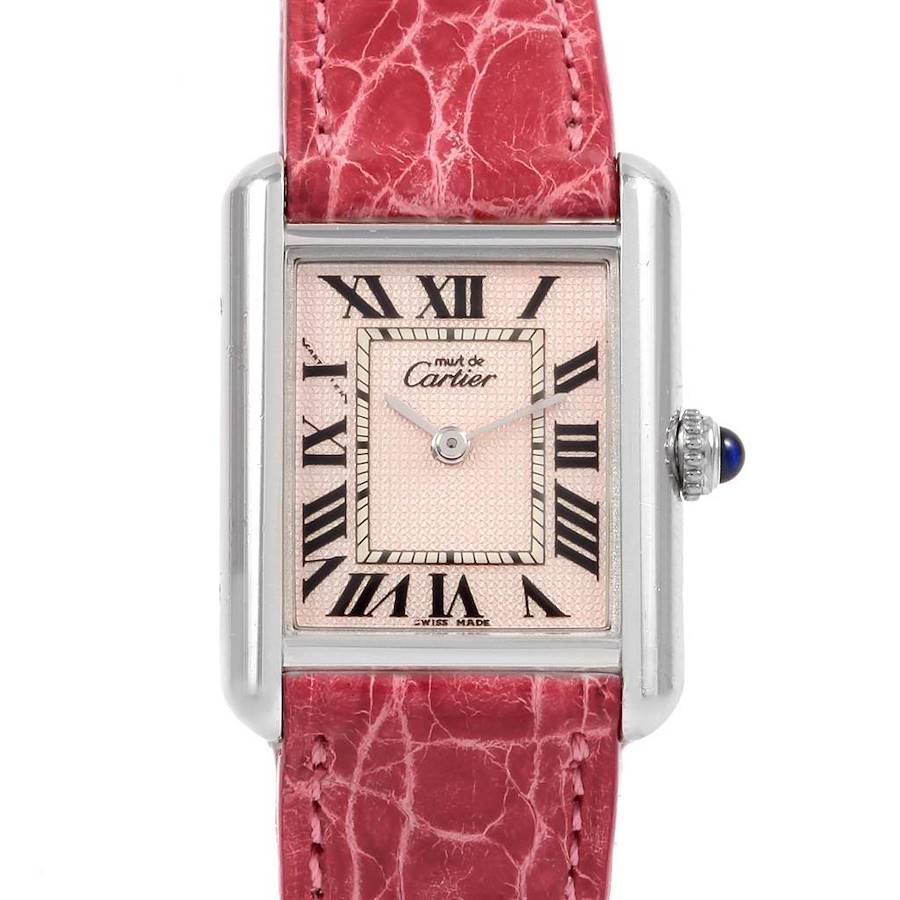 Cartier Tank Louis Must Silver Rose Strap Ladies Watch SwissWatchExpo