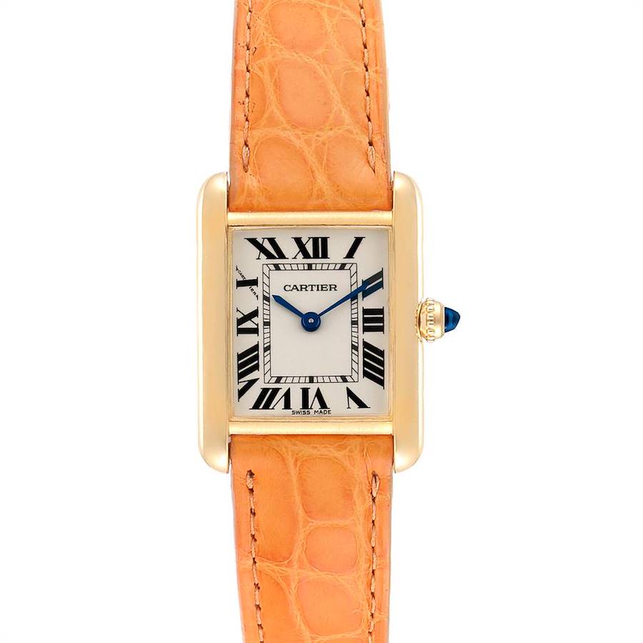Cartier Tank Louis Small Yellow Gold Brown Strap Ladies Watch