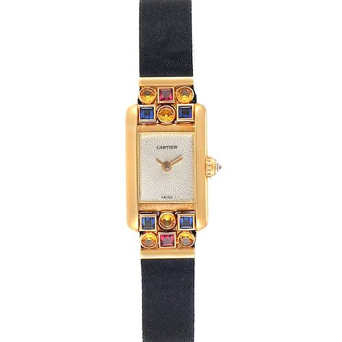 Photo of Cartier Tank Byzantine Mini Multicolor Gemstone Yellow Gold Ladies Watch