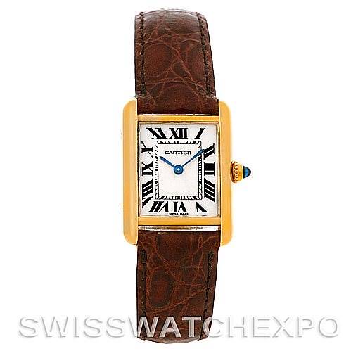 Cartier Tank Louis 18k White Gold Brown Strap Ladies Watch W1541056