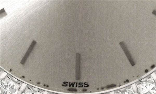 Close-up of the dial and bezel of the Vintage Ladies 18k White Gold Diamond Watch model by Piaget 926/D/21 Women's White Gold Silver Dial 926/D/21 Women's White Gold Silver Dial.