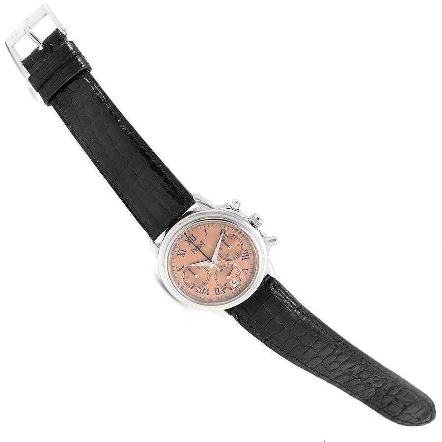 Piaget Chronograph Gouverneur Platinum Salmon Dial Mens Watch