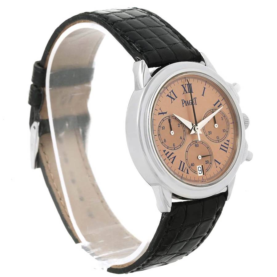 Piaget Chronograph Gouverneur Platinum Salmon Dial Mens Watch