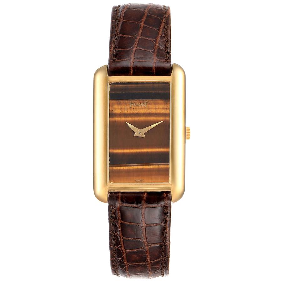 Piaget 18K Yellow Gold Tiger Eye Stone Dial Ladies Watch 9228