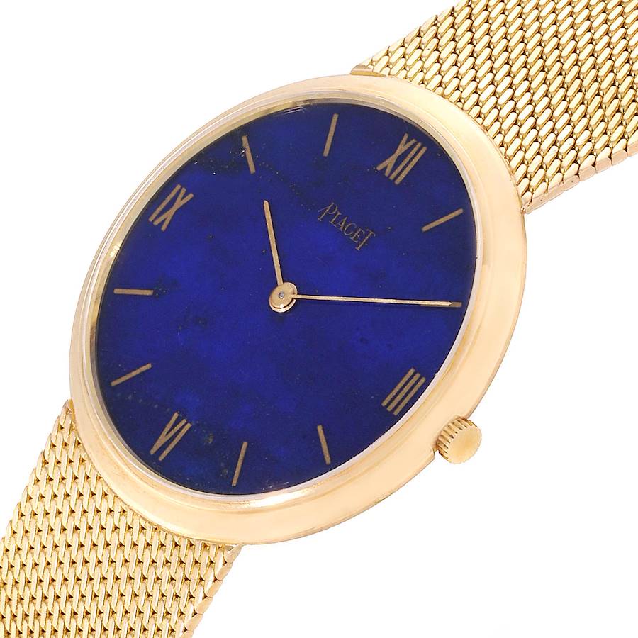 Piaget 18k Yellow Gold Lapis Lazuli Dial Vintage Mens Watch 902B11