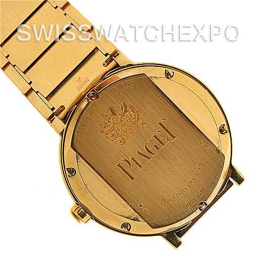 The image shows the back view of a Polo New Style Mens 18K Yellow Gold GOA26021 Watch by Piaget GOA26021 Men's Yellow Gold Silver Dial GOA26021 Men's Yellow Gold Silver Dial, featuring the case back and part of the bracelet.