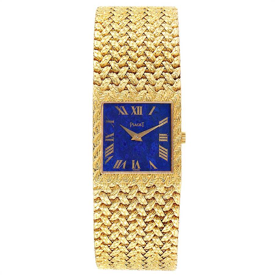 Piaget 18k Yellow Gold Blue Lapis Lazuli Dial Vintage Mens Watch