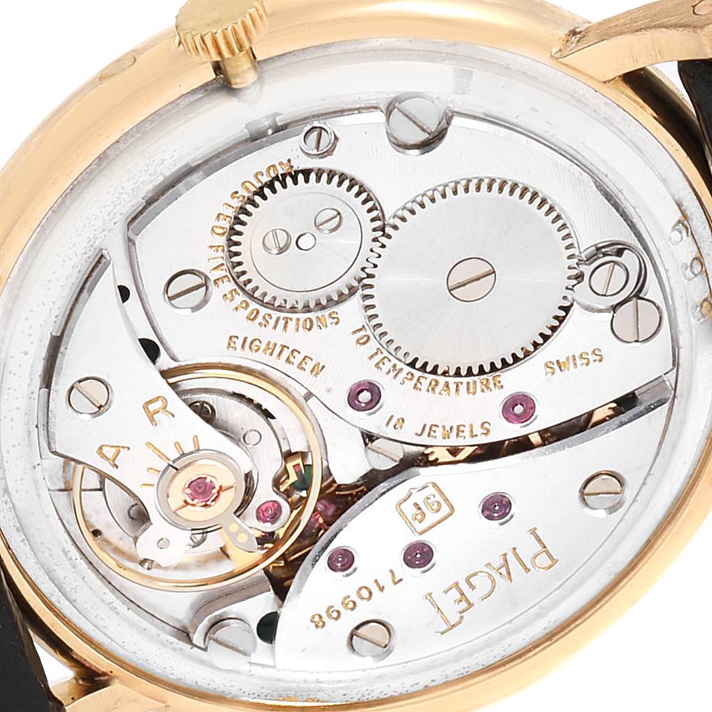 This image shows the inner mechanical movement of the Piaget 9015 Women's Yellow Gold Green Dial 9015 Women's Yellow Gold Green Dial 9015 Yellow Gold Malachite Dial Vintage Ladies Watch.